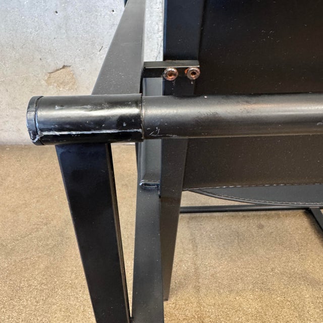 1990s Post Modern Black Leather and Metal Armchair #1 Attributed to Radbound Van Beekum for Pastoe For Sale - Image 10 of 11