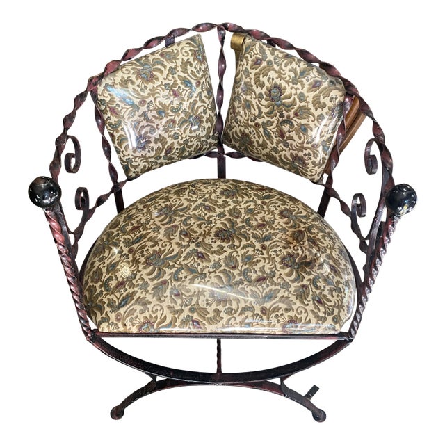 1970s Vintage Italian Revival Metal Twist Chair For Sale
