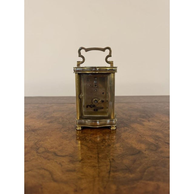 Antique Victorian French Brass Carriage Clock, 1880 For Sale - Image 4 of 6