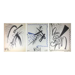 Collection of Three Modern Abstract Drawings Signed Geza, Manner of Franz Kline