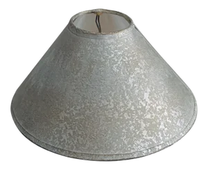 Vintage Clip-On lampshade Grey & Ecru Parchment Paper With Silver Foil Liner