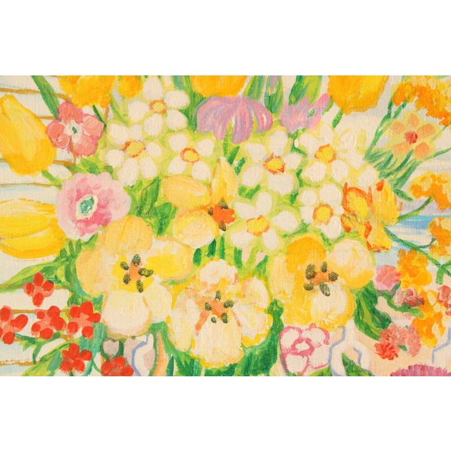 Orange 1980s Lloyd Van Pitterson Tropical Ocean View Balcony Custom Framed Original Oil Painting For Sale - Image 8 of 12