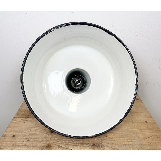 Large Industrial White Enamel Factory Pendant Lamp from Zaos, 1960s For Sale - Image 18 of 18