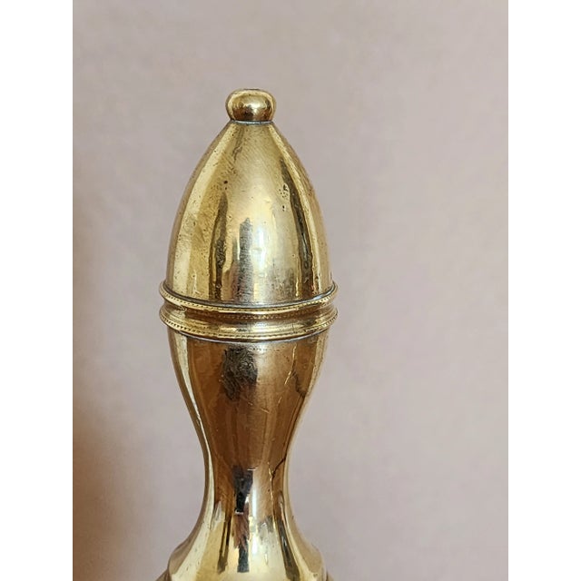 Brass Antique 19th Century Federal Style Brass Andirons-A Pair For Sale - Image 8 of 12