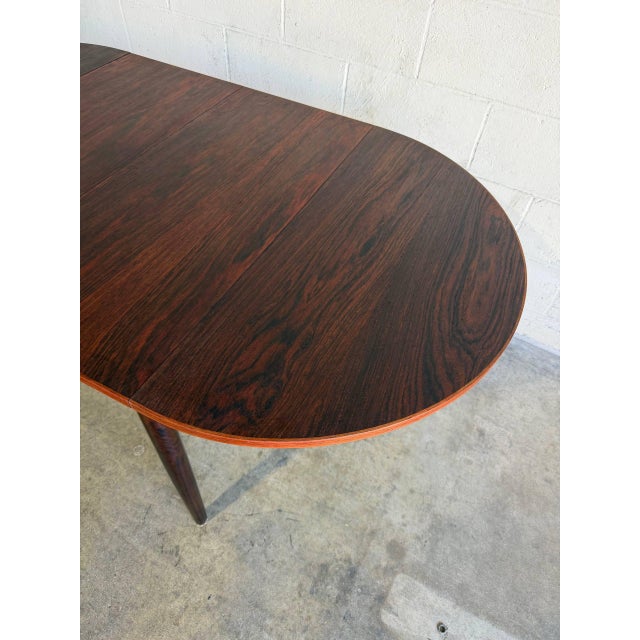Rosewood Dining Table Extendable Draw Round Leaf Denmark Mid-Century Modern 1960s For Sale - Image 4 of 13