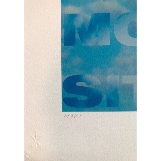 Abstract Fred Fehlau, Large Sky Blue Color Iris Print Text Based Conceptual Muse X LA Artist 1 of 2 A, 1991 For Sale - Image 3 of 7