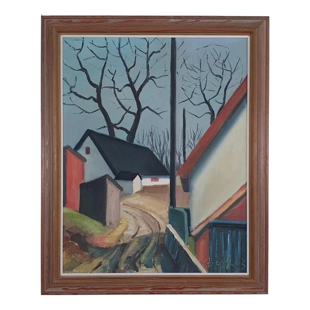 Berg, Houses, 1963, Oil on Canvas For Sale