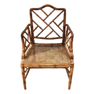Mid 20th Century Hollywood Regency Chinese Chippendale Faux Bamboo Armchair For Sale