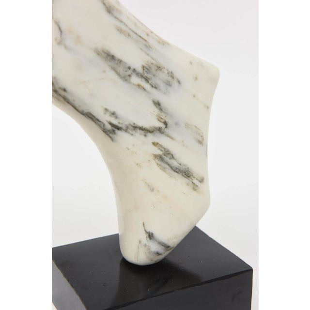 1980s Vintage Carrara Marble and Black Resin Abstract Sculpture, 1980's For Sale - Image 5 of 11