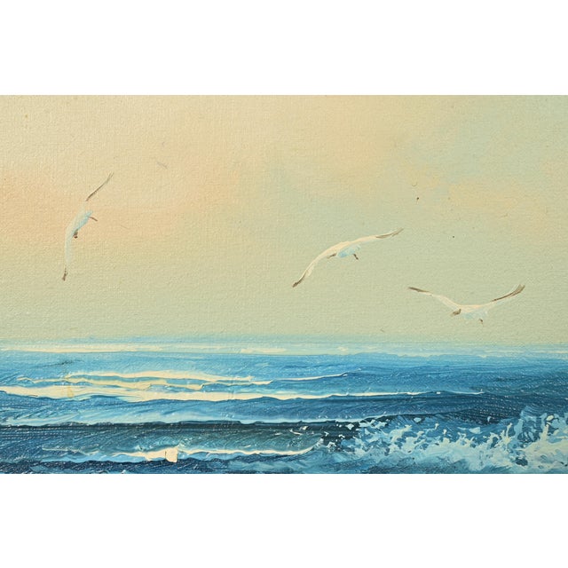 Original Signed A. Kirkham Framed Oil Painting on Canvas of Crashing Waves For Sale In South Bend - Image 6 of 15