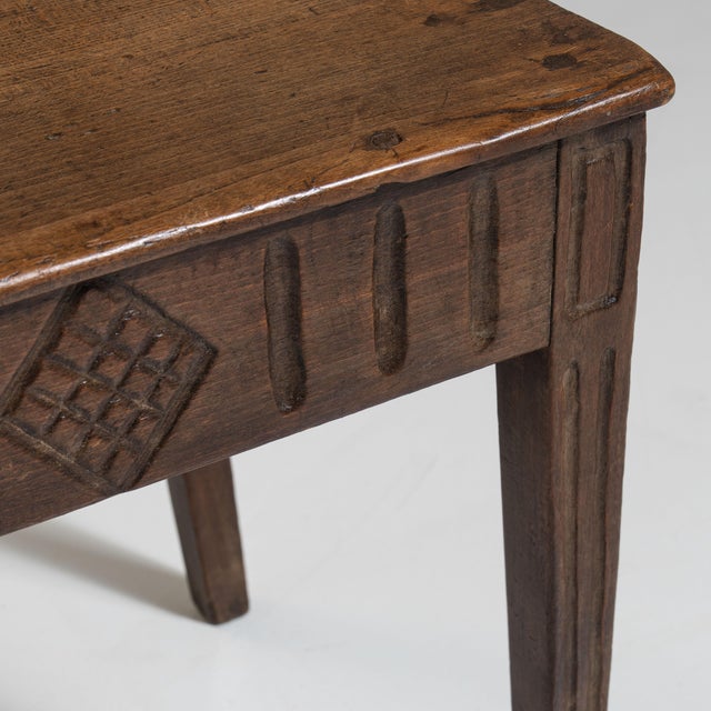 French Pair of 19th Century French Chestnut Brown Carved Oak Chairs For Sale - Image 3 of 15