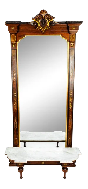 Antique Victorian Walnut Pier Mirror