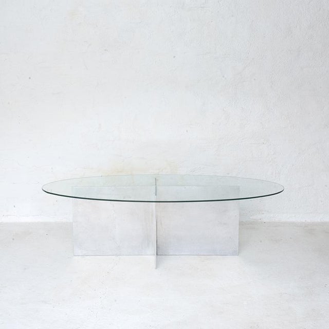 Glass & Aluminum Coffee Table, France, 1960s For Sale - Image 4 of 4
