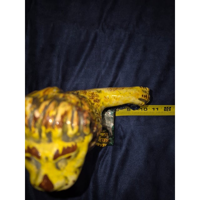 Yellow Vintage Italian Medici-Style Ceramic Lion Fd For Sale - Image 8 of 8