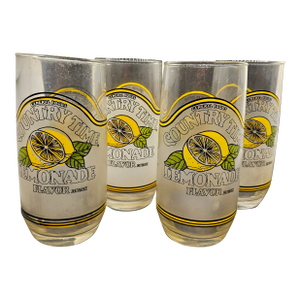 Vintage Country Time Lemonade Drinking Beverage Glasses Set of 4 Summertime