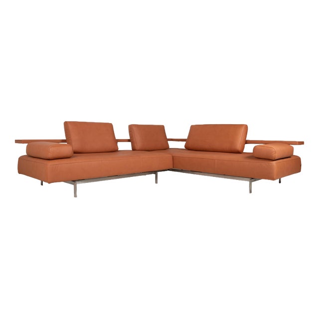 Dono 6100 Leather Corner Sofa in Orange Terracotta from Rolf Benz For Sale