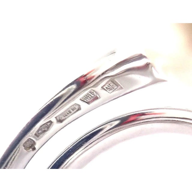 Antique White Mikimoto 18k White Gold Diamond South Sea Pearl Heart Ring Cert. For Sale - Image 8 of 10