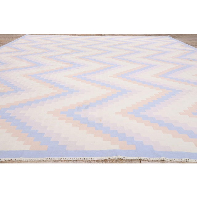 Vintage Indian Dhurrie Rug, 11'10 X 17'07 For Sale - Image 9 of 10