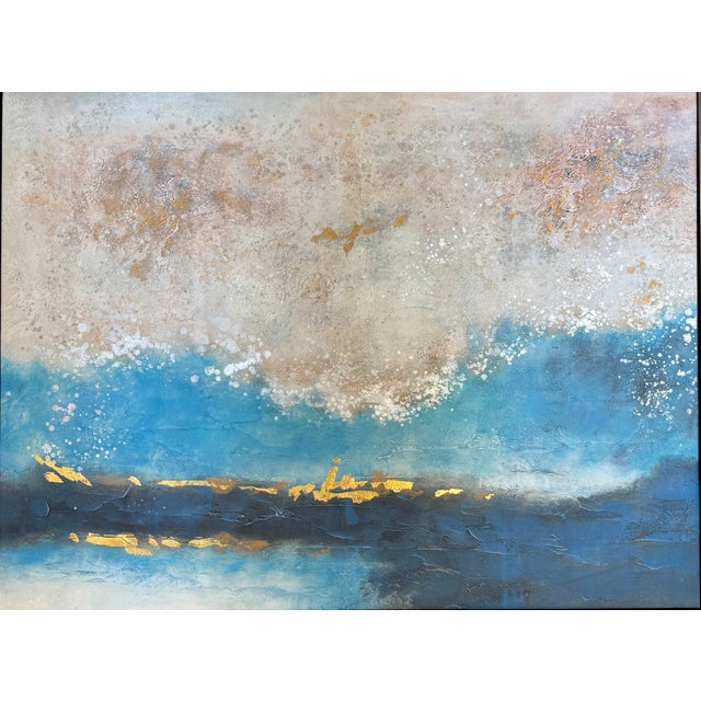 This imaginative landscape abstract evokes the merging of the horizon with the sea, air, and land. Maxwell Qain is a...