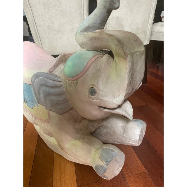 African Late 20th Century Carved Rocking Wood Elephant Decor For Sale - Image 3 of 10