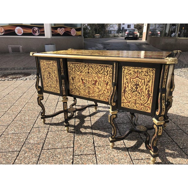 French Baroque Desk with Brass Inserts, 1920s For Sale - Image 6 of 18