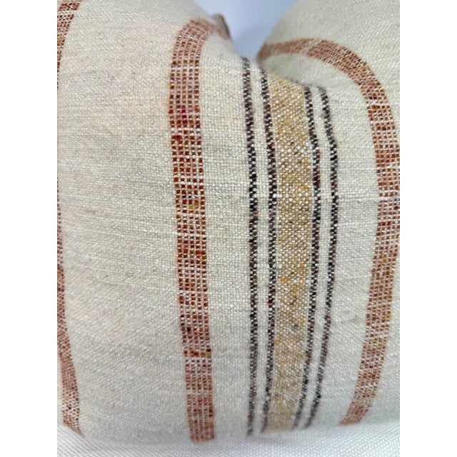 Transitional Wool Blend Stripe in Cream/Brown/Rust 22" Pillows-a Pair For Sale - Image 3 of 3