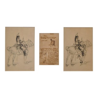 Edouard Detaille (1849-1912) Drawing, Etching and Illustrated Letter C.1875 For Sale