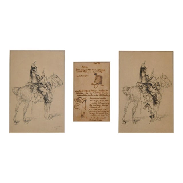 Edouard Detaille (1849-1912) Drawing, Etching and Illustrated Letter C.1875 For Sale