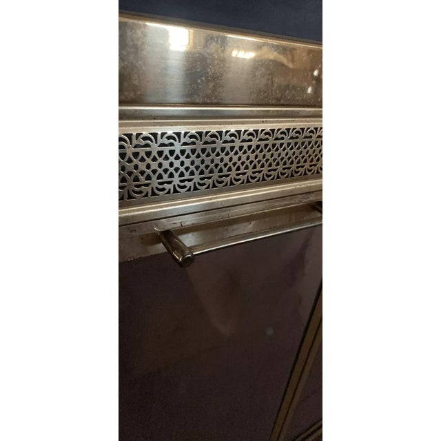 Mid 20th Century Mid 20th Century Polished Brass Fireplace Arched Insert Cover Glass Doors For Sale - Image 5 of 6