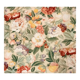 Vintage Jay Yang Chinoiserie Floral Cotton Sateen- 4 Yards For Sale