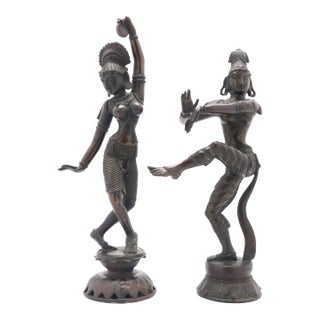 Pair of Cast Bronze Hindu Figures of Parvati & Shiva, C. 1800's For Sale
