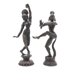 Pair of Cast Bronze Hindu Figures of Parvati & Shiva, C. 1800's