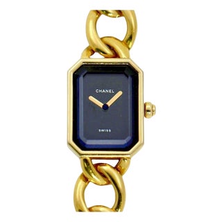 Mid 20th Century Vintage Chanel Quartz Premiere Yellow Gold Fashion Watch with Integral Gold Band For Sale
