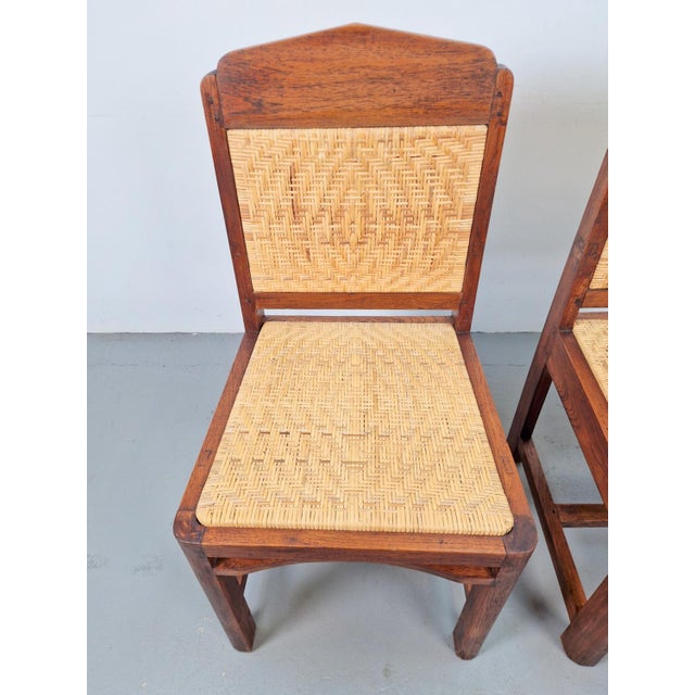 1930s Set of Art Deco Dutch Haagse School Oak Rattan Chair, 1930s For Sale - Image 5 of 15