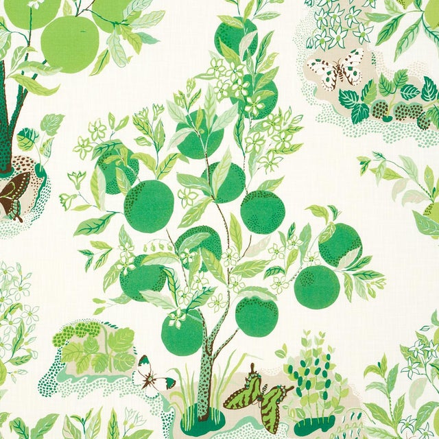 Contemporary Sample - Schumacher Citrus Garden Indoor/Outdoor Fabric in Leaf For Sale - Image 3 of 4