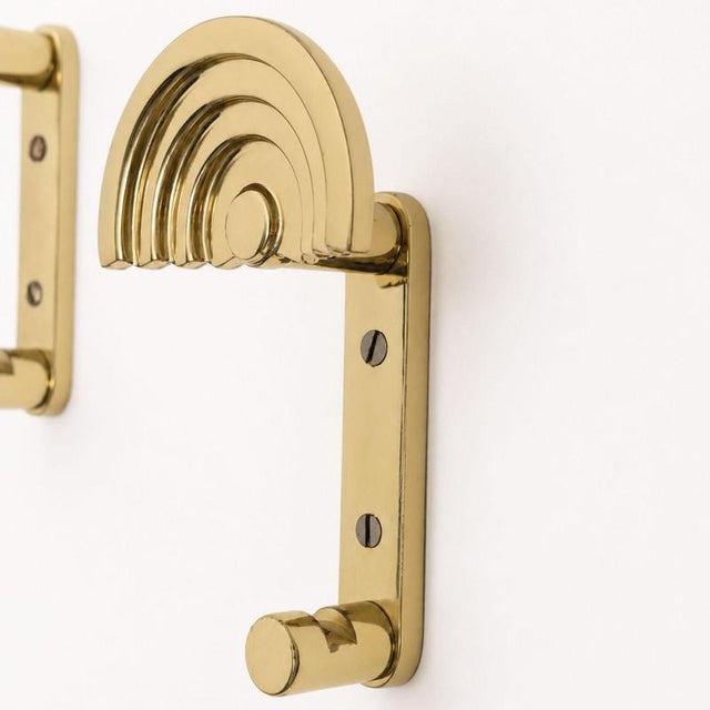 Metal SE 314 Postmodern Brass Wall Hooks Coat Hangers by Ettore Sottsass, Italy, 1985 For Sale - Image 7 of 9