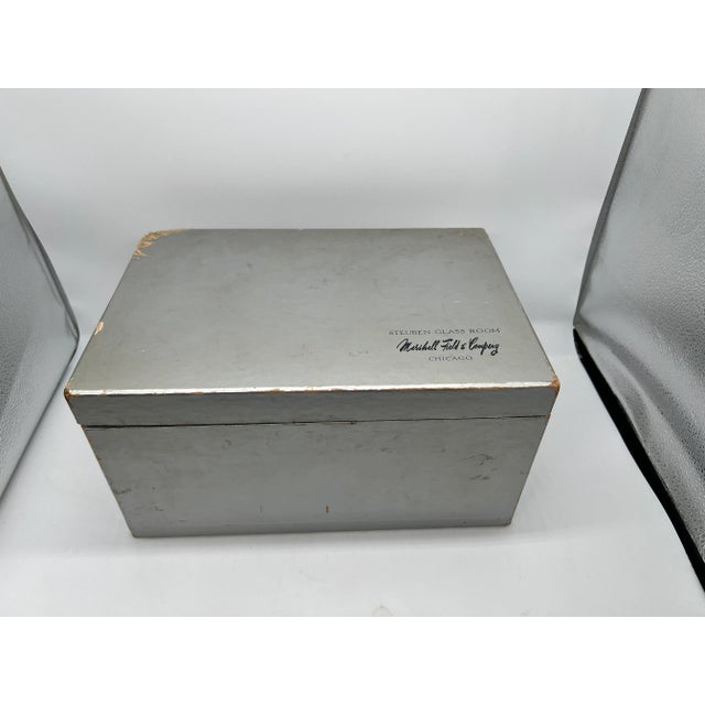 Mid 20th Century Cased Set of 6 Steuben 5.25" Crystal Wine Glasses Marshall Field & Co Box For Sale - Image 5 of 7