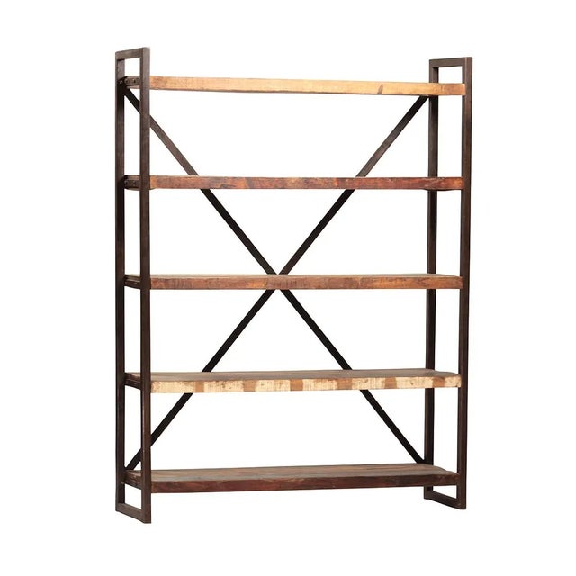 Farmhouse Reclaimed Wood & Iron Shelf For Sale - Image 3 of 3