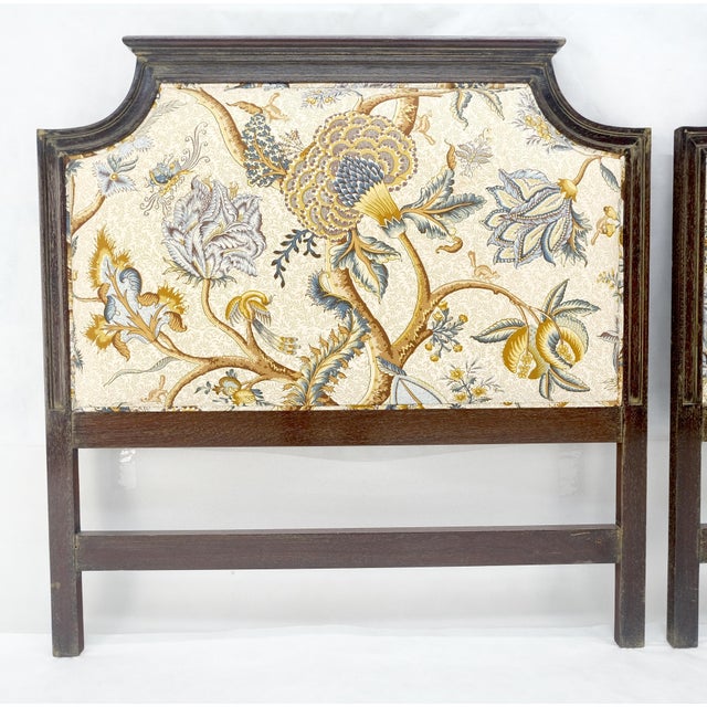 Pair of Very Fine Cerused Mahogany New Upholstery Twin Size Headboards Beds MINT For Sale - Image 13 of 18