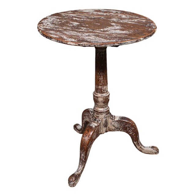Antique Pedestal Table, Painted Oak, Side, Lamp, Planter Stand, Georgian, c.1750 For Sale