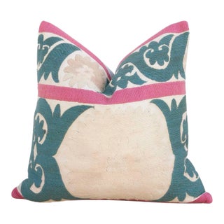 Summer Pink Vintage Suzani Pillow For Sale