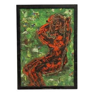 J.P.R, Assise nue, Oil on Wood, Framed For Sale