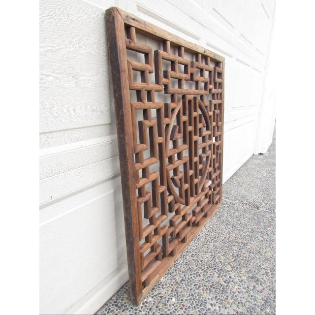 Chinese Geometric Wood Carved Wall Panel For Sale - Image 10 of 10