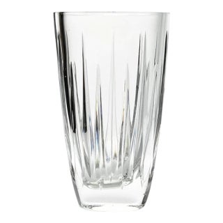 2000s Rogaska “Soho” Crystal Vertically Cut Heavy Table Vase For Sale