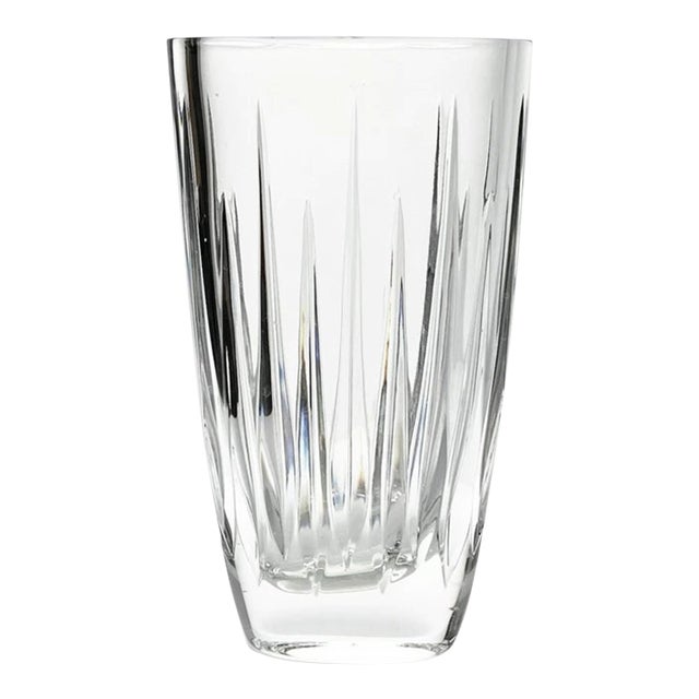 2000s Rogaska “Soho” Crystal Vertically Cut Heavy Table Vase For Sale