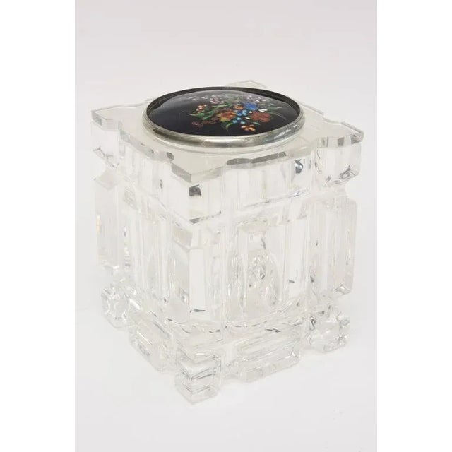 Japanese Vintage Enameled Foiled Cloisonné Top and Lucite Vessel, Box or Container 80's For Sale - Image 3 of 11