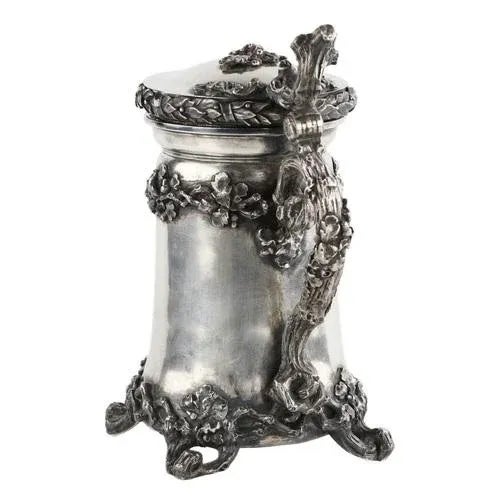 German Silver Beer Cup with Oak Branch Pattern For Sale - Image 4 of 10