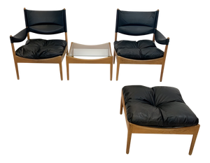 Mid-Century Modus Armchair, Table & Stool in Oak by Kristian Solmer Vedel for Soren Willadsen, Denmark, 1960s, Set of 4