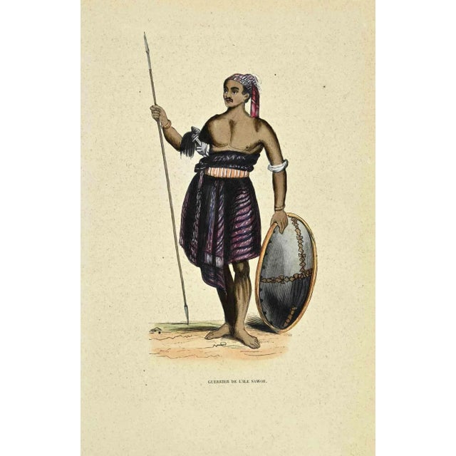 Warrior of Sawoe Island is a hand colored lithographs made by Auguste Wahlen in 1844. Good condition. The artwork belongs...