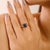 18k Gold Blue Sapphire Square Ring With Pinion Bezel Black Rhodium Size 5.5 For Sale - Image 4 of 16